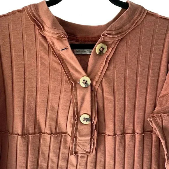 WE THE FREE | IN THE MIX HENLEY RIBBED LONG SLEEVE SHIRT HORIZON ORANGE | X SM - Picture 2 of 7